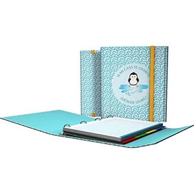 Imagen de Grafoplás 88212631. Carpesano A4 de 4 Anillas con Solapa, Cierre Gomas, Incluye Recambio y Separadores, Carpeplús Wise Planet, Pingüino