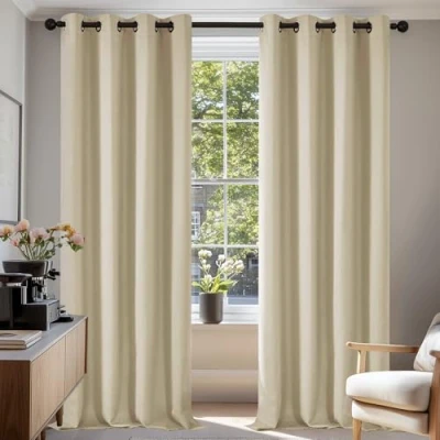 Imagen de Deconovo Cortinas Opacas 2 Piezas para Dormitorio Salón Modernas, Aislantes Térmicas y Reducción de Ruido, EcolóGicas Certificadas,140 x 290 cm Beige Oscuro