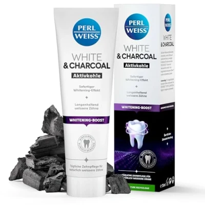 Imagen de blanco perlado y carbón, carbón activo natural limpia suavemente, con efecto blanqueador instantáneo, 75 ml
