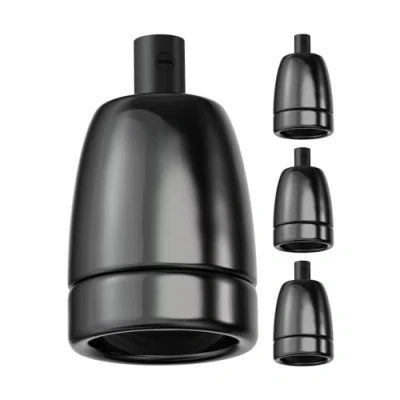Imagen de ledscom.de 4 piezas Casquillo E27, porcelana, negro, 230V AC, máx. 300W