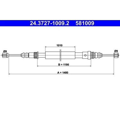 Imagen de ATE 24.3727 1009.2 Cable de Freno Mano 1480 RENAULT: CLIO 1