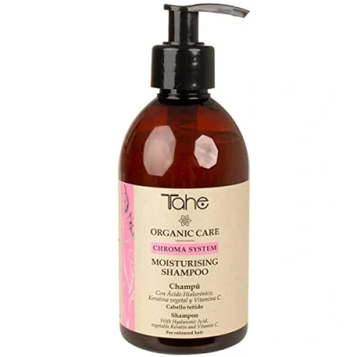Imagen de Tahe Organic Care Champú hidratante para cabellos teñidos Chroma System con Ácido Hialurónico, Queratina Vegetal y Vitamina C (300 ml)