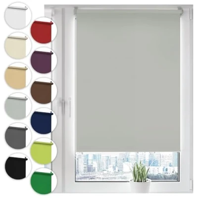 Imagen de Sonello Estor Opaco sin perforación 120 x 130cm Gris claro, Persiana Enrollable Blackout para Puertas y Ventanas con Cadena, Persianas fijación taladrar Clip, protección Visual