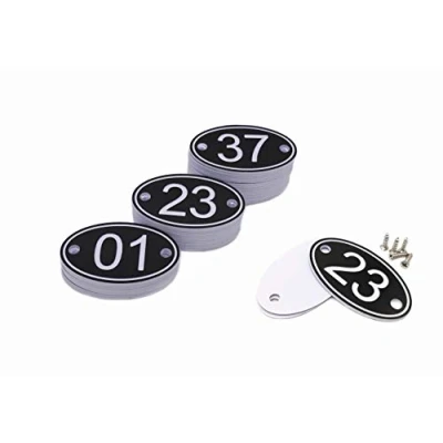 Imagen de Números de mesa ovalados grabados en ABS, 30 mm x 50 (1 50)., color negro 1 to