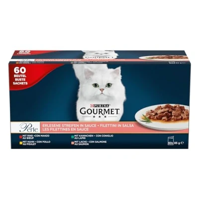 Imagen de Gourmet Purina Perle Delicias en Salsa, Comida Húmeda para Gato con Pollo y Buey, 60 Sobres de 85g