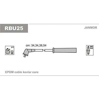 Imagen de JANMOR RBU25 Juego de Cables Encendido RENAULT: CLIO 2, Megane 1, Scenic