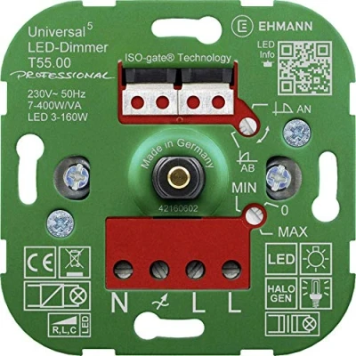 Imagen de EHMANN 5500 x 0000 T55.00 regulador de Intensidad (5500 mm, con tecnología ISO Gate, Regulable, Potencia: LED 3 160 W, 7 400 W/VA, Incluye Adaptador programación)