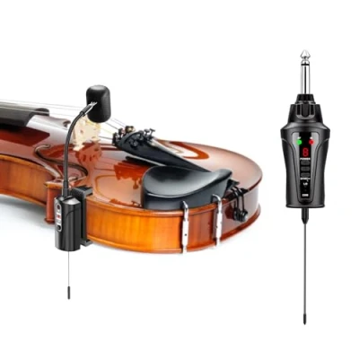 Imagen de ACEMIC UHF Micrófono inalámbrico para violín Recoge el Instrumento de Cuello Cisne Clip Transmisor y Receptor Altavoces Activos, Sistemas megafonía VT 5