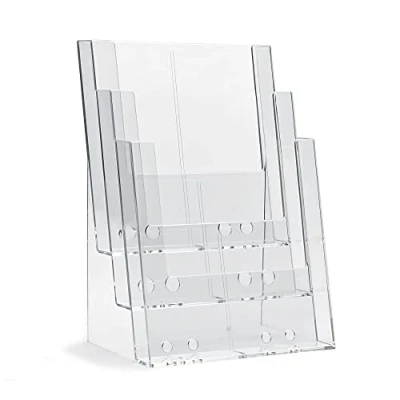 Imagen de Expositor para folletos de mesa como soporte y folletos, opcional 3 compartimentos DIN A4 o 6 largo DL (trifold)