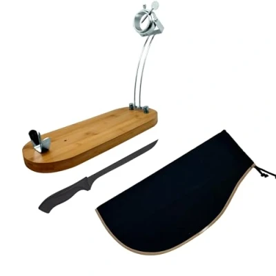 Imagen de NERTHUS Jamenero Plegable Cabezal Giratorio + Cubre Jamon Negro Afilador Manual Cuchillo Jamonero, Acero Inoxisable