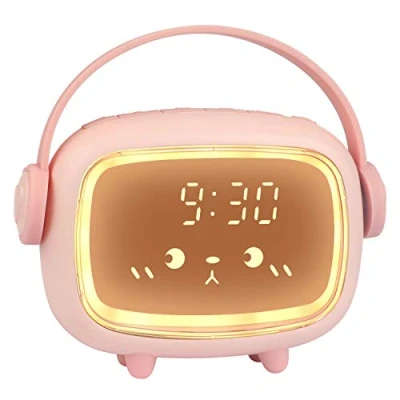 Imagen de Ayybboo Despertador Infantil, Reloj Infantil Digital, Digital para Niñas Niños con Luces Colores y Lámpara de Luz Nocturna Silencioso（Rosa）