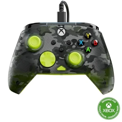 Imagen de Turtle Beach Rematch Core Ghost Camo Negro/Amarillo Mando con Cable Licencia para Xbox Series XS, One y PC Botones de Audio, Motores vibración disparadores Pulso, 3 m