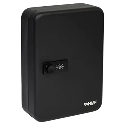 Imagen de HMF 14548 02 Caja para llaves con código numérico, 48 ganchos, 25 x 18 7 cm, color negro