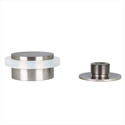 Imagen de EVI Herrajes Tope de Puerta Adhesivo 45 x 20 mm Base Roscada Goma Blanca Acero Inoxidable Incluye Tornillo + Taco Sujeción Mod. I 203/35X19 B DUAL AM