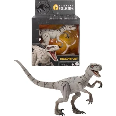 Imagen de Mattel Jurassic World Hammond Collection Figura de acción dinosaurio, fantasma atrociraptor, diseño película premium con ojos cristal y articulación 14 puntos