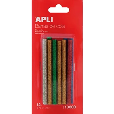 Imagen de APLI 13800 Recambio barras de cola termofusible purpurina Ø 7,5 mm x 10 cm 12