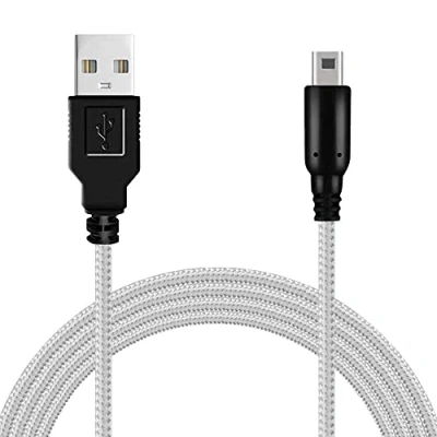 Imagen de OcioDual Cable USB 1,5m Plateado Trenzado Compatible con Ninten DSi,DSi XL,2DS,New 2DS XL,3DS,3DS XL,New 3DS,New 3DS XL Latiguillo de Carga y Datos Revestimiento Transferencia Archivos