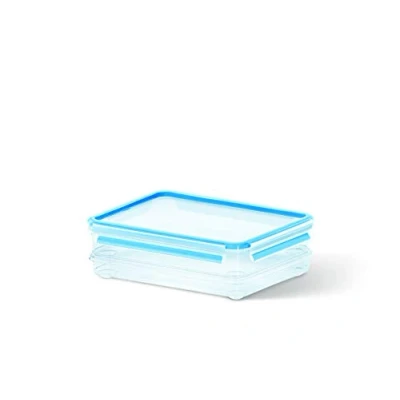 Imagen de Emsa Clip&amp;Close Set de 2 Conservadores Herméticos Plástico Rectangular 1L y 1,65 con sistema apilable colector jugos, higiénico, no retiene olores ni sabores 100% libre BPA