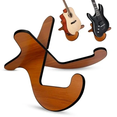 Imagen de Lohofrnny Soporte Guitarra, de Madera para Guitarra Suelo, Ukelele Portátil Desmontable Mandolina, Banjo y Violín