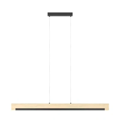 Imagen de Eglo lámpara colgante led Camacho, 1 foco regulable de acero, madera y plástico, mesa comedor en negro, natural, blanco, salón colgante, certificado FSC