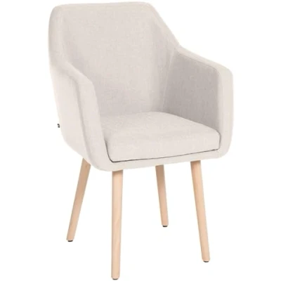 Imagen de CLP Silla De Salón Utrecht Acolchada &amp; Tapizada En Tela I Butaca Dormitorio Moderna con Base Madera I, Color:Crema, Color del Marco:Natura