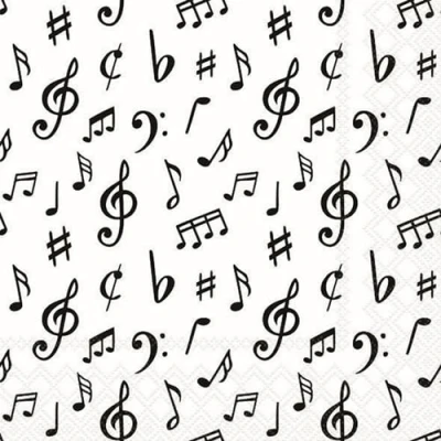 Imagen de Ambiente Servilletas de papel con diseño notas musicales (20 unidades, 33 x cm)