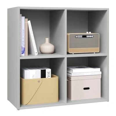 Imagen de WOLTU Estantería para Libros con 4 Compartimentos Abiertos, Mueble Exposición y Decoración, Estanteria Gris de Cubos Oficina, Estudio Juvenil Salón, 59,6x29x59,10 cm