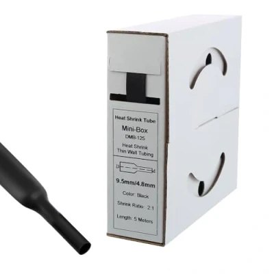 Imagen de Offgridtec Tubo termorretráctil (5 m, 9,5 mm &gt; 4,8 mm), color negro