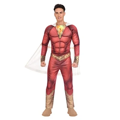 Imagen de amscan 361 0192937138519 9906144 Disfraz de Shazam Warner Bros para hombre adulto (talla L), multicolor, XL (9906144)