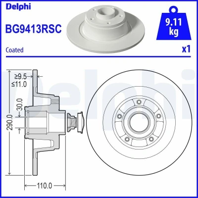 Imagen de Disco de freno con cojinete DELPHI BG9413RSC