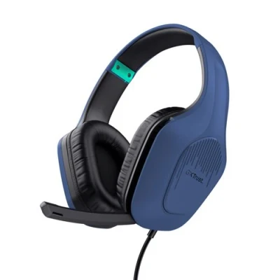 Imagen de Trust Gaming GXT 415B Zirox Ligeros Cascos con Drivers de 50 mm para PC, Xbox, PS4, PS5, Switch, Mobile, Conexión 3.5 mm, Micrófono Plegable, Auriculares Cable 2m Over Ear Azul