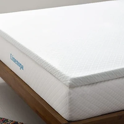 Imagen de Linenspa Sobrecolchon Viscoelastico Topper para colchon 140 x 200 cm Grosor 5 con Gel y funda cremallera lavable Oeko Tex