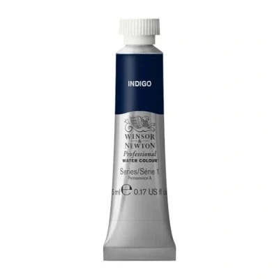Imagen de Winsor &amp; Newton Acuarela Profesional Pintura de Acuarela, Alta Luminosidad, Resistente a la Luz, Calidad Archivo, Tubo 5ML, Color Índigo
