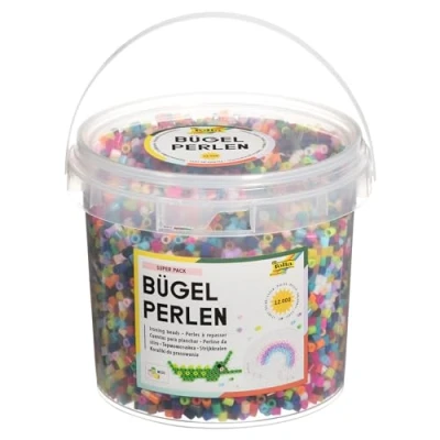 Imagen de folia Cuentas para Planchar en Cubo, 12.000 Unidades 22 Colores Diferentes, diámetro Aprox. 5 mm, Gran complemento Las Placas de Pines, Klein (MAX Bringmann 73229)