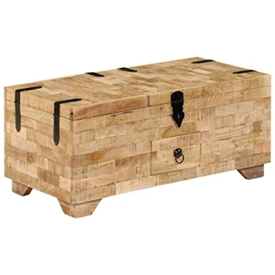 Imagen de vidaXL Mesa Centro Mobiliario Decoración Hogar Mesas Comedor Muebles Oficina Accesorios Articulos Casa 80x40x35cm Madera Maciza de Mango y Acero