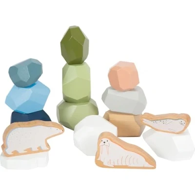 Imagen de Small foot Montessori Piedras de Equilibrio Arctic, Madera certificada FSC 100%, Juego apilar a Partir 12 Meses, 12440, Multicolor,