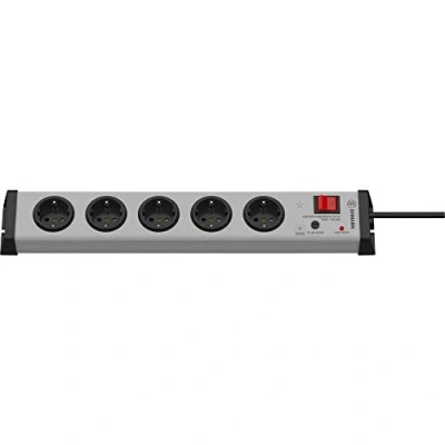 Imagen de Ehmann 0206x01053301 0206x00052301 Regleta Sobretensión con 5 enchufes,Interruptor, Cable de 1,5 m, Certificado VDE, garantía años, 230 V, Gris, 1.50 m