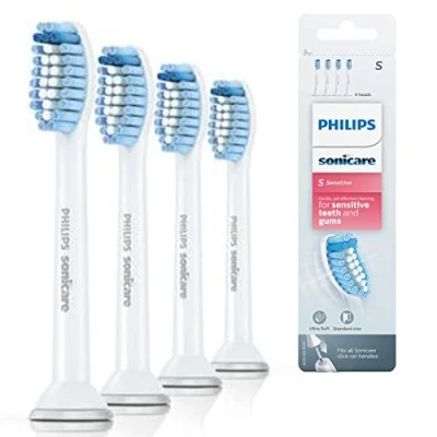 Imagen de Philips Sonicare Cabezales Originales S Sensitive Standard para Cepillo de Dientes Eléctrico Sónico Paquete 4 unidades en Blanco (Modelo HX6054/07)