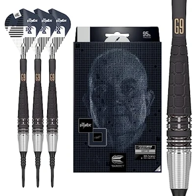 Imagen de TARGET Phil Taylor Power 9 Five Gen 95% tungsteno Punta Suave Juego de Dardos, Unisex, Negro/Plateado, 18 g