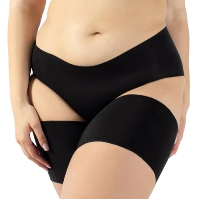 Imagen de CALZITALY Bandas Antirozaduras Lisas, Previene Rozaduras, Elásticas Muslos, Curvy, Negro, Natural Made in Italy (F: 78 81 cm, Negro)