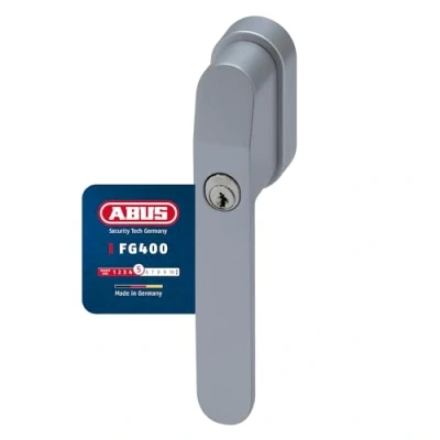 Imagen de ABUS Tirador de ventana con cerradura FG400 cilindro presión y llave seguridad infantil antirrobos Ajuste universal AL0145 Nivel 5 Plata