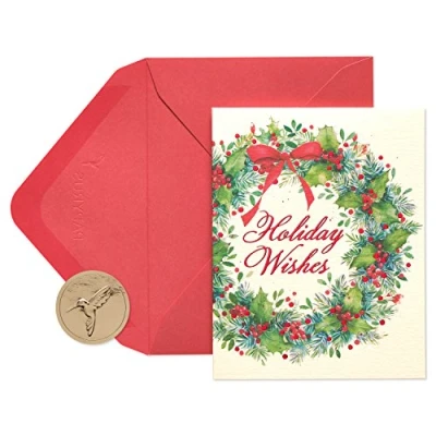 Imagen de Papyrus Wreath Tarjetas navideñas en caja, 20 unidades