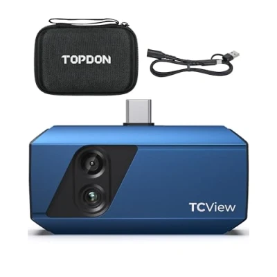 Imagen de TOPDON TC001 Plus Cámara Térmica Android, 20 a 550 C, 256 x 192 Alta Resolución con 100W Visual, Termográfica de Doble Lente para Electricidad, HVAC y Mantenimiento del Hogar