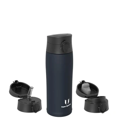 Imagen de Super Sparrow Botella Agua Acero Inoxidable Termica 500ml Termo Sin BPA, Botellas Niños Incluye 2 Tapas con Pajita y Tapa Deportiva