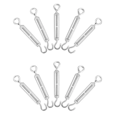 Imagen de QWORK® 10 Piezas Tensor M5, de Cable, Gancho y Ojo Acero Inoxidable 304