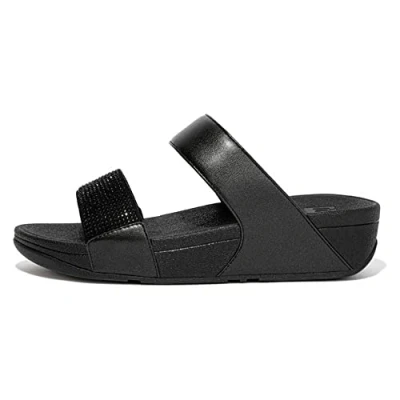 Imagen de Fitflop Lulu Crystal EMBELLISHE Slides, Sandalias con cuña Mujer, All Black, 38 EU