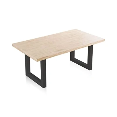 Imagen de duehome Loft, Mesa Fija de Comedor, para Salon, Acabado en Roble y Negro, Medidas: 180 cm (Largo) x 100 (Ancho) 76 (Alto)