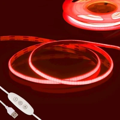 Imagen de Rojo Tira LED COB 2m,Fosingut 5V USB Regulable Luz de Fondo TV,CRI90+ 960 LEDs 4mm Luces Strip Tiras Interior Para Decor del Hogar DIY,Cocina,Espejo,Dormitorio,Bar