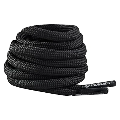 Imagen de IRONLACE Paracord 550, lacci, lacci delle scarpe, corridori, escursionisti, stivali, scarpe casual, 1 paio, più colori e lunghezze, Nero 54 Inches 137 cm