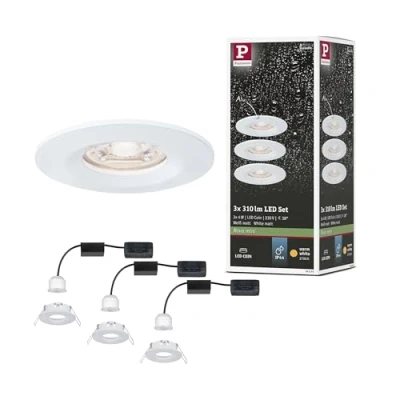 Imagen de Paulmann 94299 Luminaria empotrable Nova Mini LED Coin, juego de 3, redonda, fija 3x4 W foco techo, blanco mate, aluminio, cálido 2700 K 12